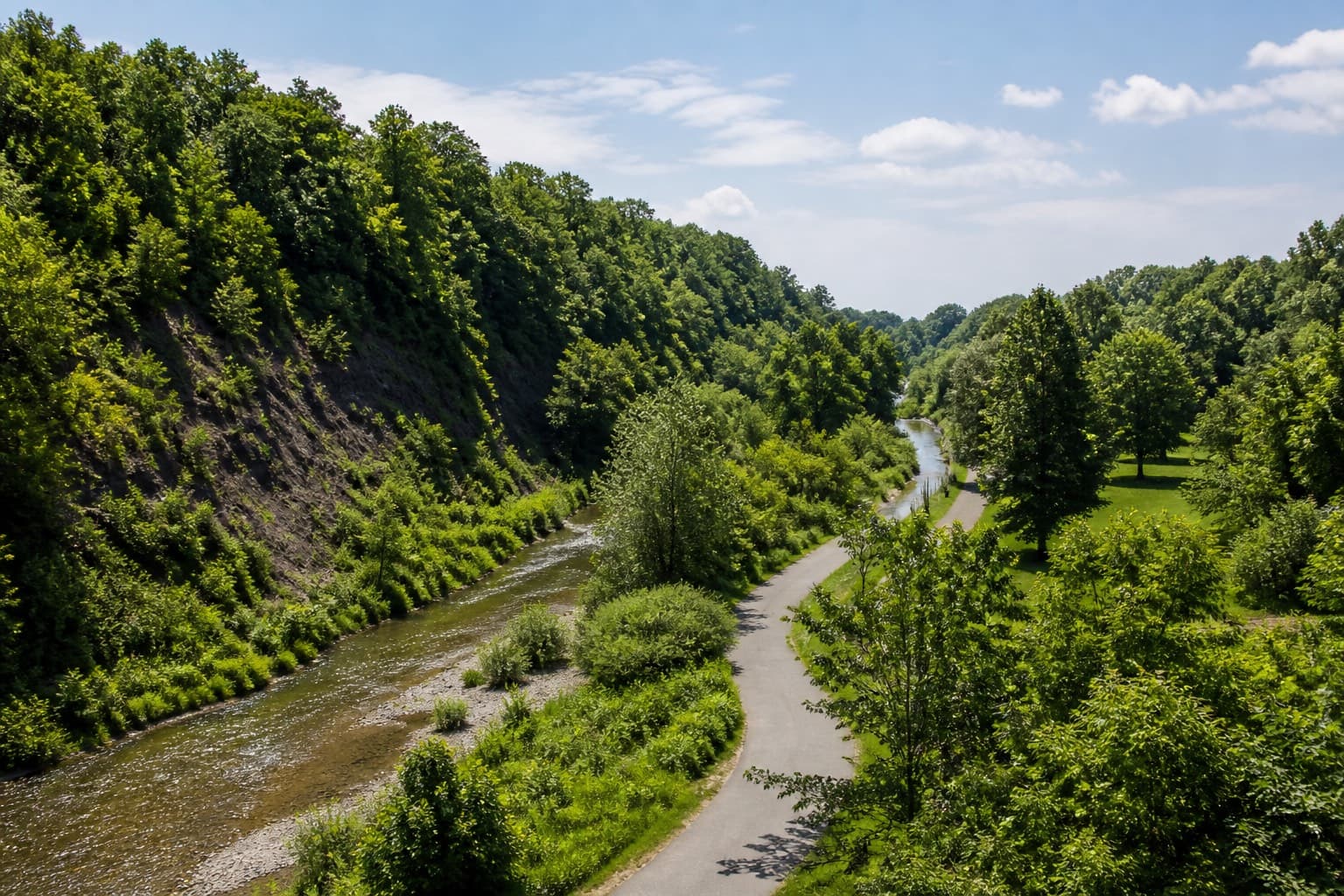 Five Oaks site location alongside Sixteen Mile Creek and Lions Valley Park